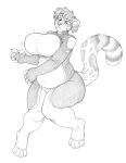  belly big_breasts bodysuit bouncing_breasts breasts clothing confusion felid female fingerless_gloves gloves handwear hi_res looking_at_breasts looking_at_self mammal motion_lines navel_outline nipple_outline pantherine skinsuit slightly_chubby solo thick_thighs tiger tight_clothing toddnet 
