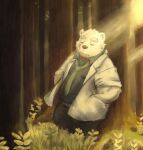  anthro clothing coat forest fur lab_coat leib_(tas) lifewonders male mammal necktie outside plant polar_bear ren_izayoi solo tokyo_afterschool_summoners topwear tree ursid ursine video_games white_body white_fur 