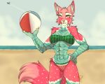  absurd_res aircraft airplane anthro ball beach big_breasts bikini bikini_bottom bikini_top breasts canid canine clothed clothing female food fruit fur hi_res holding_object looking_at_viewer mammal melon muscular muscular_anthro muscular_female pepene plant public seaside smile smiling_at_viewer spookitten swimwear watermelon watermelon_bikini watermelon_pattern watermelon_print watermelon_seed watermelon_skin 