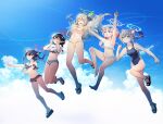  &gt;_&lt; 5girls :d ^_^ absurdres ahoge animal_ear_fluff animal_ears arms_up artist_name ayane_(blue_archive) ayane_(swimsuit)_(blue_archive) bare_legs barefoot bikini bikini_top_only black_bikini black_bow black_footwear black_hair blue-tinted_eyewear blue_archive blue_eyes blue_swimsuit bow breasts cat_ears closed_eyes cloud cross_hair_ornament crying crying_with_eyes_open eyewear_on_head fang flat_chest flower frilled_bikini frills front-tie_bikini front-tie_top glasses goyain grey_hair hair_bobbles hair_bow hair_flower hair_ornament hair_ribbon hair_rings halo heterochromia highres hoshino_(blue_archive) hoshino_(swimsuit)_(blue_archive) index_finger_raised jacket jacket_over_swimsuit jumping large_breasts light_blush light_brown_hair long_hair midriff mismatched_pupils multiple_girls nonomi_(blue_archive) nonomi_(swimsuit)_(blue_archive) one-piece_swimsuit orange_eyes pink_hair pointing pointing_up pointy_ears red-framed_eyewear red_eyes ribbon sandals see-through see-through_jacket serika_(blue_archive) serika_(swimsuit)_(blue_archive) shiroko_(blue_archive) shiroko_(swimsuit)_(blue_archive) short_hair short_shorts shorts side-tie_bikini sky smile striped striped_bikini swimsuit tears tinted_eyewear twintails underboob white-framed_eyewear white_bikini wide_shot wolf_ears yellow_bikini 