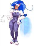  aaronhibiki abs animal_humanoid atlus big_breasts blue_hair blush bodysuit breasts capcom claws clothing curvaceous curvy_figure darkstalkers face_mask felicia_(darkstalkers) felid felid_humanoid feline feline_humanoid female fur hair hi_res huge_breasts humanoid leaning leotard long_hair mammal mammal_humanoid megami_tensei nekomata_(smt) skinsuit solo tan_body tan_skin tight_clothing tuft video_games voluptuous white_body white_fur wide_hips 