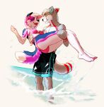  2022 4_toes 5_fingers anthro bikini canid canine canis clothed clothing digital_media_(artwork) domestic_dog duo feet female fingers fox hi_res male mammal smile swimwear thelupinprincess toes 