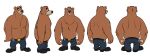  anthro belly black_nose bottomwear brok_the_investigator brown_body brown_fur clothing fur hi_res hubie360 humanoid_hands male mammal model_sheet multiple_poses official_art overweight overweight_male pants pose r.j._(brok_the_investigator) simple_background solo ursid video_games white_background 