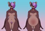  andromorph anthro collar dyed_pubes hi_res highlights_(coloring) intersex lutrine male mammal mastectomy_scar mordu mustelid pregnant pregnant_male scar solo stretch_marks symmetry thick_thighs wellbredkitsune wide_hips 