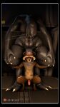  3d_(artwork) abs alien alien_humanoid black_nose brown_body brown_fur claws crouching diaper digital_media_(artwork) duo ears_down front_view fur genitals grey_body guardians_of_the_galaxy halo_(series) hi_res humanoid looking_down male male/male mammal marvel microsoft orange_sclera penis penis_on_head pivoted_ears procyonid raccoon red_penis rocket_raccoon sangheili shaking sharp_claws sharp_teeth size_difference source_filmmaker struggling teeth trembling twopapers video_games white_body white_fur xbox_game_studios 