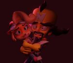 activision anthro black_hair blender_(software) blonde_hair caught_off_guard coco_bandicoot crash_bandicoot_(series) doctor_neo_cortex duo embrace female fur green_eyes hair hug human light lighting long_hair looking_at_viewer male male/female mammal scared video_games 