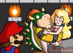  2010 blonde_hair blush brokenteapot caught empty_eyes facial_hair female frown hair horn humor long_hair male male/female mario mario_bros mustache nintendo princess princess_peach royalty shell spike_(disambiguation) video_games 