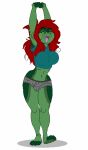  (artists) anthro big_breasts breasts bulge clothed clothing fur green_body green_fur hair hi_res humanoid hybrid intersex mammal red_hair solo vicky_(character) zotfood03 