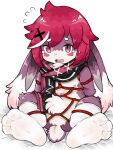  3_toes absurd_res ambiguous_gender anthro barefoot bdsm bluegua_(character) bondage bound feet hair hi_res kemono lagomorph leporid mammal mentha rabbit red_hair restraints rope rope_bondage rope_harness scarf soles solo toes 