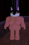  anthro big_breasts big_butt black_body black_fur breasts butt canid canine canis deme169 female fur mammal multicolored_eyes nipples pink_nipples rainbow_eyes roblox robloxian solo thick_thighs white_body white_skin wide_hips wolf 