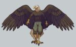  2020 absurd_res accipitrid accipitriform alcander anthro avian bald_eagle beak bird black_claws bottomwear brown_body brown_feathers claws clothing eagle fatigues feathered_wings feathers green_bottomwear green_clothing green_pants hi_res jagal male pants scales sea_eagle shirtless signature solo tail_feathers talon_hands talons white_body white_feathers wings yellow_beak yellow_body yellow_eyes yellow_scales 
