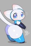  alien ambiguous_gender anthro big_butt blush butt cute_eyes domestic_cat fat_butt felid feline felis hi_res keyhat_tk10 looking_at_viewer looking_back mammal massive_ass massive_butt plump_ass short_stack solo thick_thighs tiril white_body white_skin wide_hips 