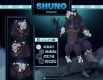  absurd_res anthro black_and_white_fur canid canine canis colored digital_media_(artwork) digital_painting_(artwork) expressions full_body_view hi_res icon kathai male male/male mammal model_sheet painted shuno silver_eyes solo spoted_fur wolf 