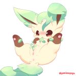  eeveelution female feral hi_res leafeon nakimayo nintendo object_in_pussy pok&eacute;mon pok&eacute;mon_(species) solo video_games yellow_body 