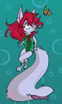  canid canine chibi clothing fish fox hi_res invalid_tag mammal marine one-piece_swimsuit swimwear tail_mouth underwater unusual_anatomy unusual_tail water 