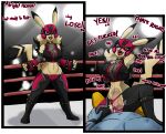  anthro big_breasts bodily_fluids breasts clothed clothed_sex clothing clothing_aside cosplay_pikachu_(costume) cowgirl_position diamond_grenadier dominant dominant_female duo female female_on_top fighting_ring from_front_position genital_fluids hi_res internal lucha_libre_mask machoke male male/female mask nintendo on_bottom on_top panties panties_aside penetration pikachu pikachu_libre pok&eacute;mon pok&eacute;mon_(species) profanity pussy_juice red_eyes red_outfit sex sports_mask sportswear sweat underwear underwear_aside vaginal vaginal_penetration video_games wrestling_mask xray_view 