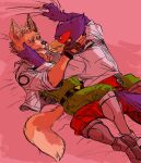  absurd_res anthro avian bird canid canine cuddling duo falco_lombardi fox fox_mccloud hi_res male male/male mammal nintendo skelesass star_fox staring_into_eyes video_games 