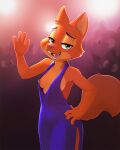  ajin anthro breasts canid canine clothing diane_foxington dreamworks dress eyebrow_piercing facial_piercing female flashing fox fur hi_res looking_at_viewer mammal nipples piercing solo the_bad_guys 