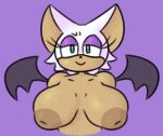  absurd_res anthro areola big_areola big_breasts big_nipples breasts chiropteran eyelashes eyeshadow female fur green_eyes hi_res makeup mammal membrane_(anatomy) membranous_wings nipples nude purple_background purple_eyeshadow rouge_the_bat sega simple_background sleepyslut smile solo sonic_the_hedgehog_(series) tan_areola tan_body tan_fur tan_nipples white_body white_fur wings 