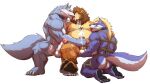  absurd_res anthro balls bdsm belly blonde_hair blue_body blue_fur blush bodily_fluids bondage bound canid canine canis cum dislyte erection felid fenrir_(housamo) freddy_(dislyte) fur genital_fluids genitals group hair handjob hi_res lifewonders lion male male/male mammal musclegut muscular muscular_anthro muscular_male nipple_fetish nipple_play nipple_suck nipples nude orgasm overweight pantherine pawpads pecs penile penis restraints rope rope_bondage rope_harness ross_(rossciaco) sex seyrmo sucking tokyo_afterschool_summoners trio video_games wolf 