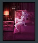  anthro bed breasts female furniture goatmystic looking_at_viewer metro-goldwyn-mayer nipples nude smile solo tom_and_jerry toodles_(springtime_for_thomas) toodles_galore 