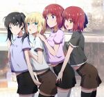  3girls absurdres azami_masurao bangs blue_bow blue_eyes bow brown_eyes hair_between_eyes highres hisui_(tsukihime) kohaku_(tsukihime) long_hair mario_gallo_bestino multiple_girls open_mouth red_hair saiki_mio tsukihime tsukihime_(remake) 