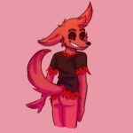 &lt;3 1:1 anthro black_sclera bottomless butt butt_focus canid canine canis clothed clothing damian_(zoophobia) demon domestic_dog hi_res looking_at_viewer male mammal nude partially_clothed presenting presenting_hindquarters shirt shirt_only simple_background smile smirk solarlewds solo topwear topwear_only zoophobia 