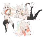  2018 ahoge amaterasu anthro black_clothing black_footwear black_legwear black_socks black_thigh_highs black_thigh_socks capcom clothed clothing deity digital_media_(artwork) female footwear fredek666 fur hair legwear multiple_images open_mouth oversized_sleeves signature simple_background socks solo thigh_highs thigh_socks video_games white_background white_body white_fur white_hair ōkami 