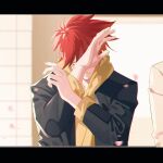  1boy crying dhfz181 kyan_reki long_sleeves male_focus petals red_hair short_hair sk8_the_infinity 