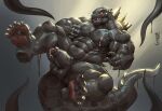 2022 abs absurd_res anthro balls bodily_fluids claws esganoth foreskin genital_fluids genitals godzilla godzilla_(series) hi_res kaiju lactating male muscular muscular_male nipples nude pawpads penis solo spikes spikes_(anatomy) tentacles toho 