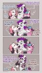  absurd_res anthro bisexual bite blue_eyes canid canine canis comic domestic_dog felid female female_wolf fur group hair hi_res kelmor_daem kissing kiwikiwi555 lion male male/female male/male mammal match pantherine pink_body pink_fur polysexual purple_hair simple_background smile tentacles text tinder trio wolf 
