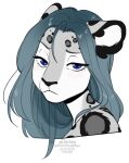  2022 alpha_channel anthro black_nose blue_hair digital_media_(artwork) eyebrows eyelashes felid feline female fur hair kittydee leopard looking_at_viewer mammal pantherine simple_background solo spots spotted_body spotted_fur transparent_background 