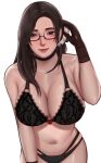  breasts cleavage dead_or_alive edmun glasses highres huge_breasts sayuri underwear 