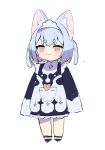  1girl :3 absurdres animal_ear_fluff animal_ears bangs cat_ears chibi dress frilled_dress frills hajime_(hajime-ill-1st) highres light_blue_hair long_sleeves maid maid_headdress original purple_eyes short_hair simple_background sleeves_past_fingers sleeves_past_wrists solo thick_eyebrows twintails white_background 