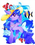  blue_hair blue_tail bracelet clothing clownfish equid equine eyelashes female feral fish hair hasbro hat headgear headwear hi_res hooves horn izzy_moonbow_(mlp) jewelry mammal marine mlp_g5 moorish_idol my_little_pony necklace pink_eyes pomacentrid smile stacy_165cut unicorn 