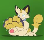  absurd_res anthro balls black_pupils cat_ears_(disambiguation) claws electricsnowfox feet foot_fetish foot_focus fur genitals glistening glistening_pawpads hi_res humanoid_genitalia humanoid_penis male meowth nintendo pawpads paws penis pok&eacute;mon pok&eacute;mon_(species) pupils slit_pupils solo tan_body tan_fur video_games white_eyes 