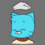  2022 2_frame_animation animated anthro blue_body blue_fur cartoon_network chopsticc clothed clothing disembodied_hand domestic_cat duo eyes_closed felid feline felis fur grey_background gumball_watterson head_pat low_res male mammal simple_background the_amazing_world_of_gumball 