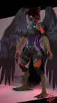 3d_(artwork) 4k 9:16 absurd_res accessory angry anthro avian blender_(software) breasts canid canine claws clothed clothing cross_fox digital_media_(artwork) duo feathered_wings feathers female fox fur growling hair hi_res hybrid lavender(rosecreates) lily(rosecreates) looking_at_viewer mammal pouches red_fox rosecreates simple_background talon_hands talons teeth thigh_strap wings 