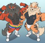  anthro arcanine bulge clothed clothing duo hi_res hisuian_arcanine looking_at_viewer male muscular muscular_anthro muscular_male muto2000_(artist) nintendo pok&eacute;mon pok&eacute;mon_(species) regional_form_(pok&eacute;mon) topless underwear video_games 