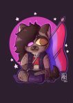  absurd_res alfakimera anthro bisexual_pride_colors boots brown_hair clothing female fishnet flag_(object) footwear gloves hair handwear helena_(bonk6) hi_res hyaenid jacket lgbt_pride mammal night_in_the_woods pride_colors solo topwear video_games 