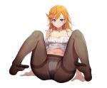  1girl absurdres arm_support ass bangs bare_shoulders bikini blush breasts brown_legwear cameltoe chukibabo2 cleavage closed_mouth collarbone commission crotch_seam feet frilled_bikini frilled_swimsuit frills full_body hair_between_eyes highres long_hair looking_at_viewer love_live! love_live!_superstar!! m_legs medium_breasts navel no_shoes orange_hair panties panties_under_pantyhose pantyhose purple_eyes see-through see-through_legwear shibuya_kanon simple_background sitting soles solo spread_legs stomach swimsuit thighband_pantyhose toes underwear very_long_hair white_background white_bikini white_panties white_swimsuit 