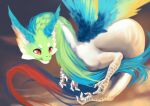  blue_body blue_fur bright dragon evening feral fluffy flying fur green_body green_fur kind liloli_(artist) long_ears long_fur paws red_body red_eyes red_fur scales solo sunset white_body white_fur wings yellow_body yellow_fur 