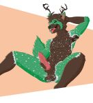  anthro antlers armpit_hair armpit_tuft balls bodily_fluids body_hair brown_body brown_eyes brown_fur canid canine canis cervid digital_media_(artwork) ear_tuft erection esofaoul_(character) fur genital_fluids genitals green_body green_eyes green_fur hair hands_behind_head hi_res horn hybrid knot looking_at_viewer male mammal muscular musk musk_clouds musky_armpit nude open_mouth orange_background penis pubes pubes_exposed simple_background sitting smile solo sweat sweatdrop sweaty_balls sweaty_genitalia tuft were werecanid werecanine werewolf white_background white_body white_fur wolf 