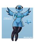  &lt;3 allay anthro blue_body blue_hair blue_skin blush clothing curvy_figure female footwear hair hi_res latex mammal microsoft minecraft mojang nipples socks solo thick_thighs video_games wide_hips xbox_game_studios zerlix_fox 