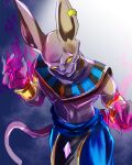  1boy absurdres animal_ears beerus blue_pants cat_boy cat_ears cat_tail closed_mouth colored_sclera commentary_request cowboy_shot dragon_ball_z_kami_to_kami egyptian_clothes furry furry_male highres jonasan_(bad-t) male_focus one-hour_drawing_challenge pants solo tail yellow_sclera 