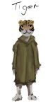  2022 anon2000000 anthro clothed clothing digital_media_(artwork) digital_painting_(artwork) felid feline fully_clothed fur male mammal pantherine poncho simple_background solo standing tiger white_background white_body white_fur yellow_body yellow_fur young 