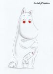  balls crossed_arms daddypassion ears_up erection foreskin genitals hi_res humanoid_genitalia humanoid_penis looking_at_viewer male mature_male moominpappa nude penis simple_background smile solo the_moomins 