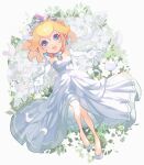  1girl blonde_hair blue_eyes bridal_veil brooch dress earrings elbow_gloves eyelashes flower gloves hoshikuzu_pan jewelry looking_at_viewer mario_(series) official_alternate_costume outstretched_arms parted_lips smile solo super_mario_odyssey tiara veil wedding_dress 