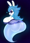  &lt;3 anthro bedroom_eyes big_breasts big_butt black_pupils blue_hair breasts butt clothing dress female ghost hair hi_res huge_breasts huge_butt kingofacesx lagomorph leporid long_hair looking_at_viewer looking_back mammal mario_bros mario_plus_rabbids_sparks_of_hope narrowed_eyes nintendo open_mouth pupils purple_eyes rabbid rabbid_ghost_girl rabbit raving_rabbids rayman_(series) seductive solo spirit ubisoft video_games white_body 