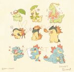  &lt;3 2022 ambiguous_gender artist_name bayleef blue_body blue_skin chikorita croconaw cyndaquil evolutionary_family eyes_closed fangs feral feraligatr fire green_body green_skin group hi_res meganium multicolored_body musical_note nintendo pillow pillow_hug pok&eacute;ball pok&eacute;mon pok&eacute;mon_(species) pom_vouov question_mark quilava simple_background sleeping sound_effects text totodile trio two_tone_body typhlosion video_games yellow_body zzz 